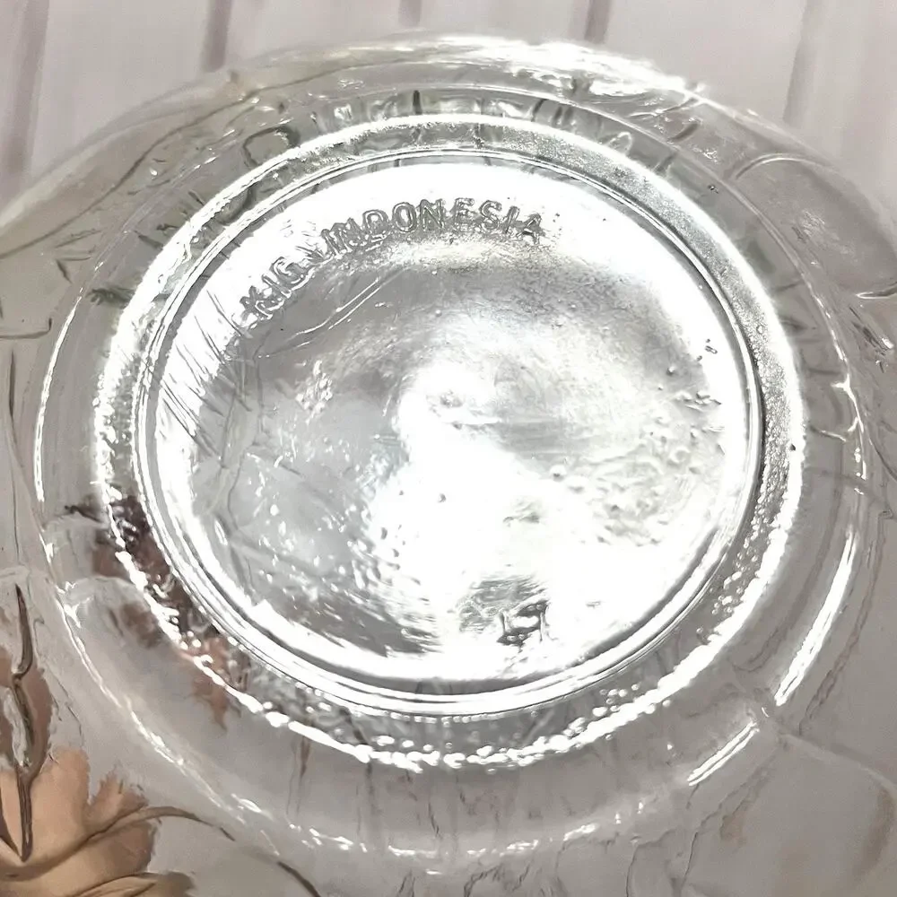 Vintage KIG Indonesia Clear Floral Glass Round Serving Bowl Set of 2 NEW!!!